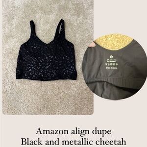 Amazon Black Sports Bra with Metallic Cheetah Print